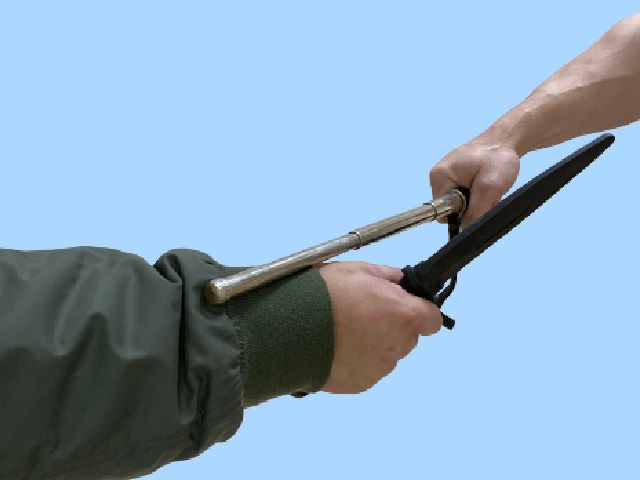 小手を打っているところ